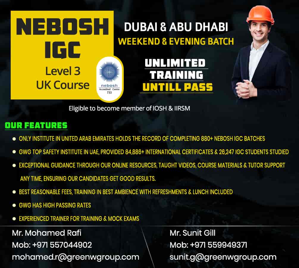 NEBOSH training in Abu Dhabi