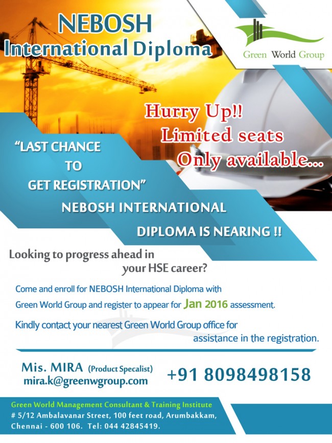 NEBOSH International Diploma course in India