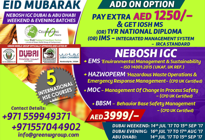 You are currently viewing Two Level3 UK Certification Offers for NEBOSH IGC Batch at Dubai and Abu-dhabi