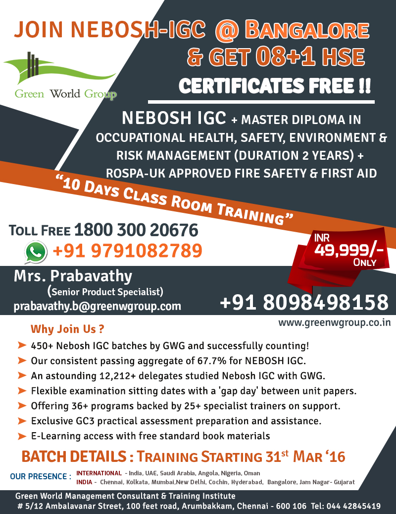 You are currently viewing Nebosh course in Bangalore with Exclusive Offer for health and safety training courses