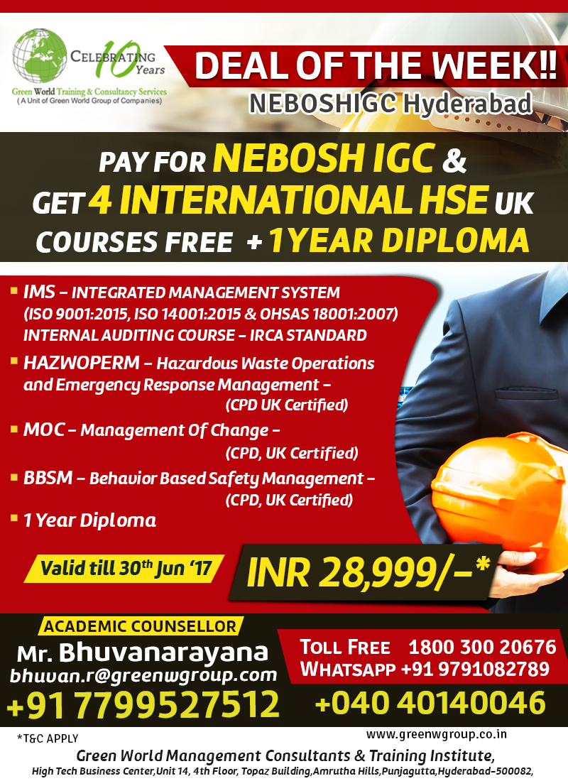 Read more about the article Join Nebosh hyderabad course in Hyderabad and get unbelievable rate pls call : +91 7799527512