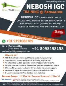 Read more about the article NEBOSH IGC COURSE TRAINING IN BANGALORE